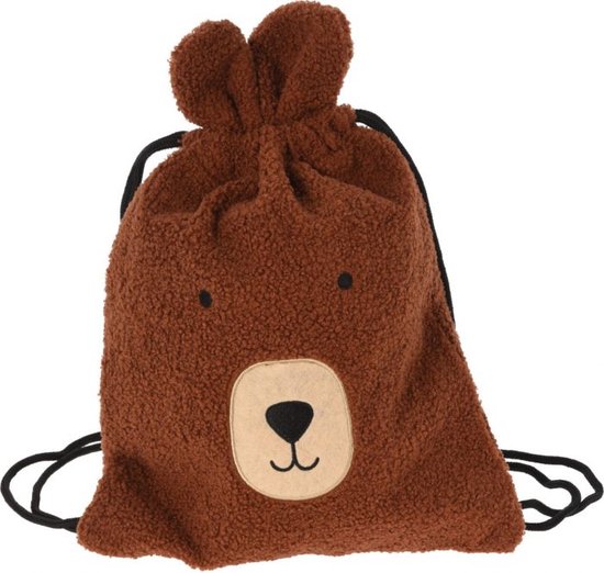 Teddy gymtas bruin - Voor kinderen - Bruin - Pluche - Back to School - 35 x 30 x 2 cm