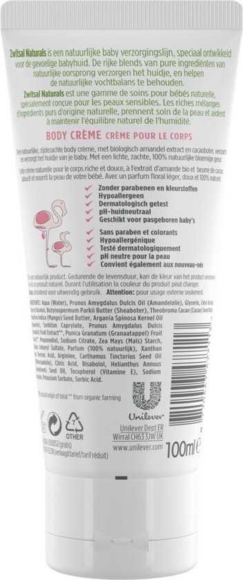 Zwitsal Body crème Naturals - 100 ML