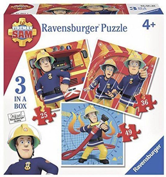 Ravensburger 3in1 Puzzel Brandweerman Sam 25-49 Stukjes - tan
