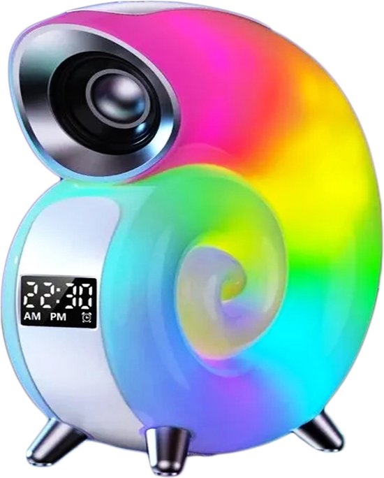Maxenza Wake-up Light - Nachtlampje Met Klok - Bluetooth Luidspreker - Multifunctioneel LED-bedlampje - Slimme Verlichting - Wit