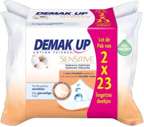 Demak’Up Sensitive Reinigingsdoekjes Make-up Remover - 2x23 stuks