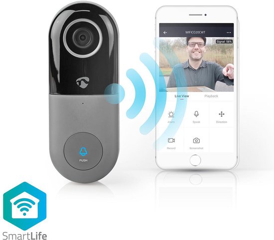 Nedis Wi-Fi Smart Video Deurbel | App Control | microSD Slot | HD 720p