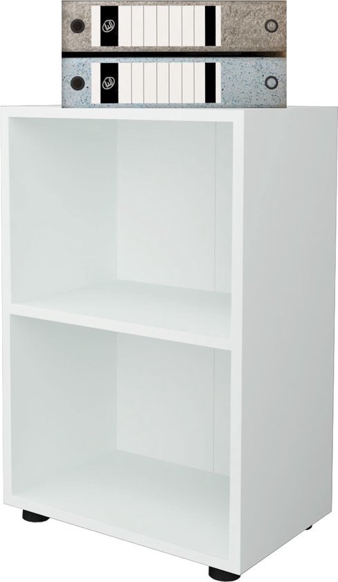 Nestly - Kantoorkast - Boekenarchiefkast -Kantoormeubilairkast - Prismakast - Boekenkast - 2 Planken - Wit
