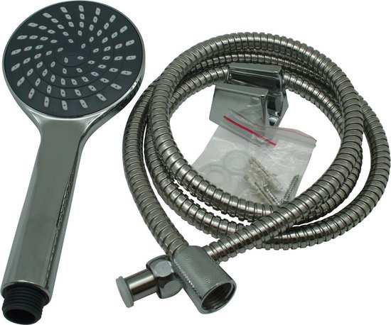 Douchekop chroom met slang 12 cm - douchekoppen - badkameraccessoires