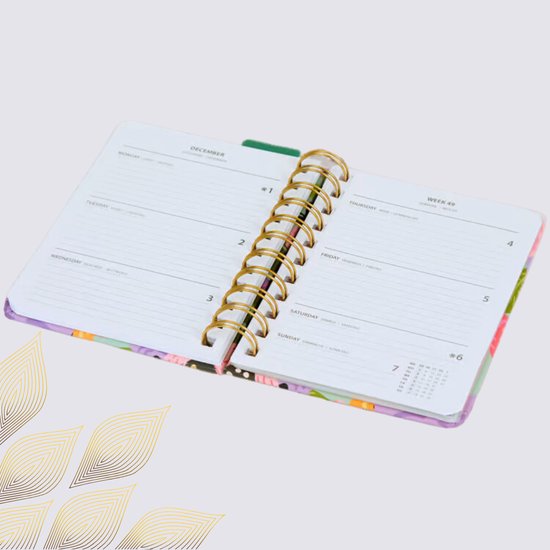Maxenza Agenda 2025 – Agenda 2025 Volwassenen - Spiraalagenda - Zakagenda - 11 x 15 cm - Inclusief 3 Balpennen - Harde Kaft met Elastiek - Inclusief Afneembare Liniaal en 4 Kaartenvakken - FSC®-gecertificeerd Papier - Dagindeling - Roze