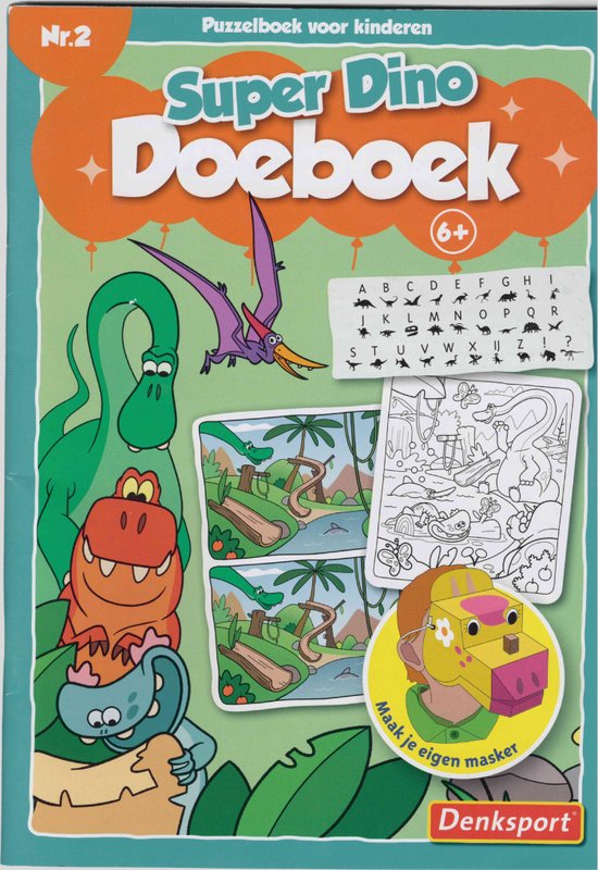 Denksport Super Dino Doeboek Nr.2 Puzzelboek Voor Kinderen - 6+