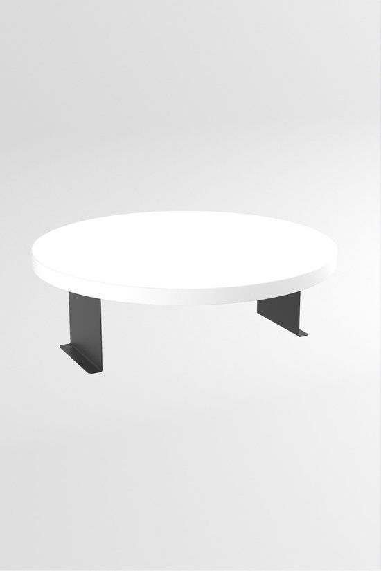 Bijzettafel - Salontafel met armleuning - Salontafel met Verstelbaar Dienblad - Decoratief Modern Dienblad - Wit - Diameter 34