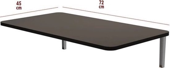Nestly - Klaptafel - Wandgemonteerde Tafels met Ovale - Ovale Klaptafel - 72x45 cm - Mdf Antraciet