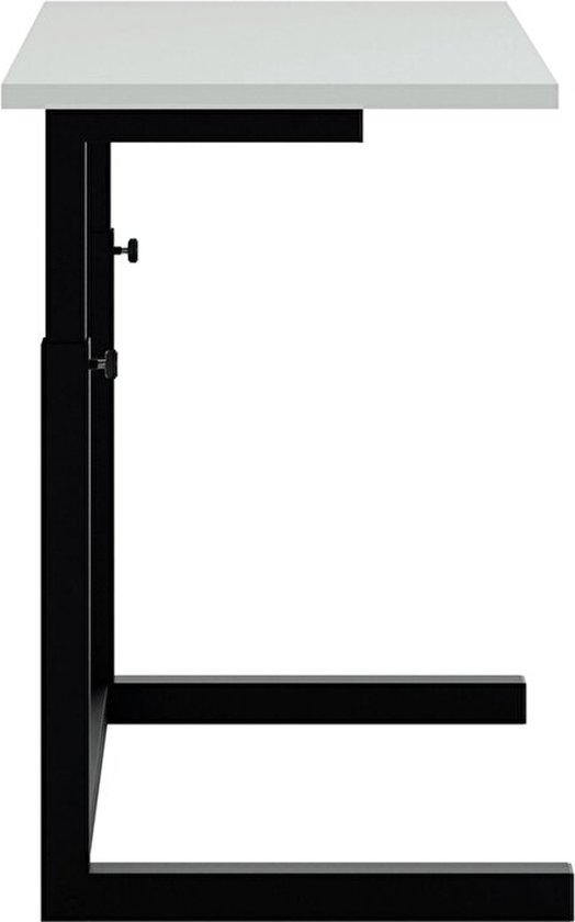 In Hoogte Verstelbare Salontafel, Hoogte: 47-73 cm, Bijzettafel, Laptopstandaard, Studeerbureau, Computerbureau, 40x60x73 cm, Wit