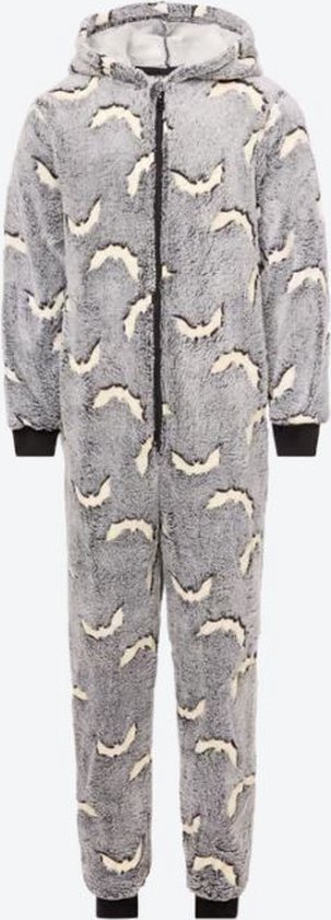 onesie vleermuis - halloween - mt 122/128 - kind - met capuchon - glow in the dark
