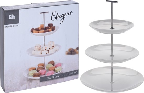Etagere porselein 3-laags - Ø16-20-24cm