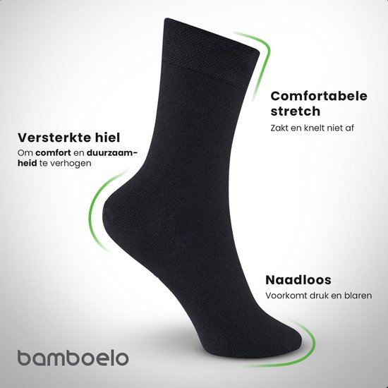 3 Paar Bamboe Sokken – Bamboelo Sock – Maat 43/46 – Zwart – Naadloze Sokken