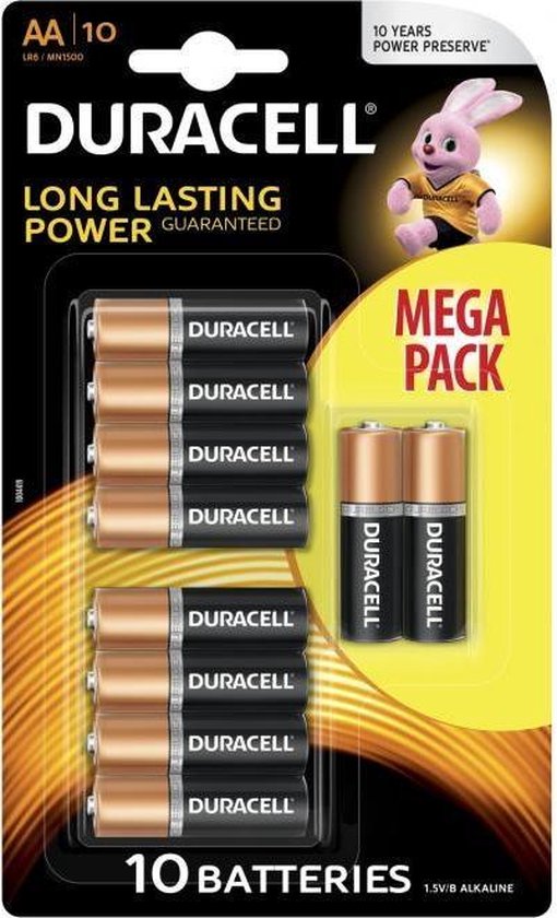 10 Stuks - Duracell MEGA Pack LR6 / AA / R6 / MN 1500 1.5V Alkaline batterij