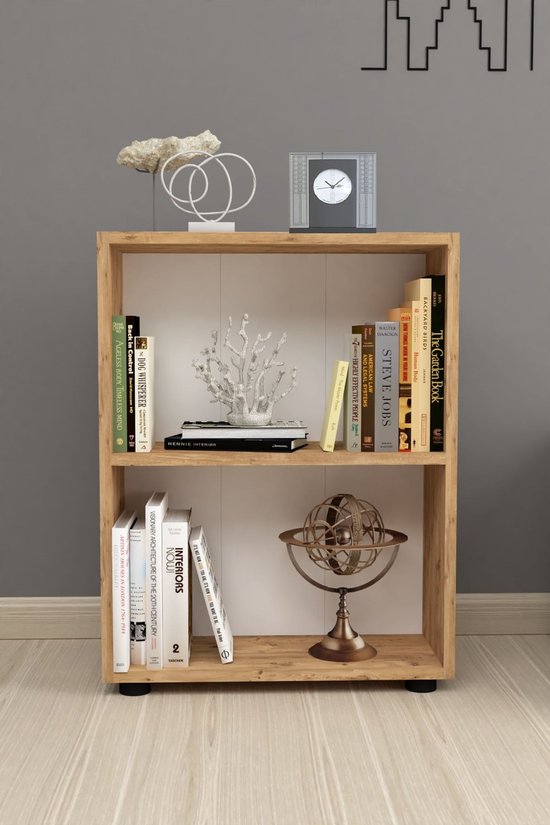 Nestly - Open kast - Wandkast - Decoratieve Boekenkast - Boekenkast met 2 Planken - Pijnboom
