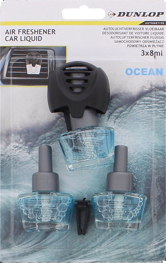 Dunlop Auto Parfum Luchtverfrisser Ocean - 3 x 8 ml