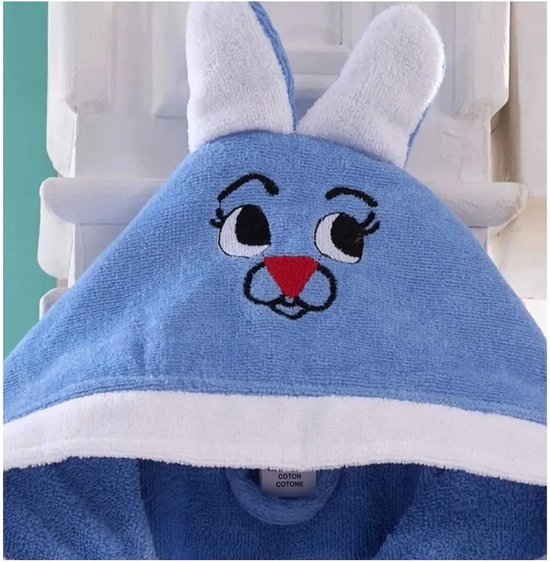 Kinderbadjas voor Jongens en Meisjes - Kinderbadjas - Gekleurde Badjas - Katoenen Badjas - Blauw - 3/4 Jaar