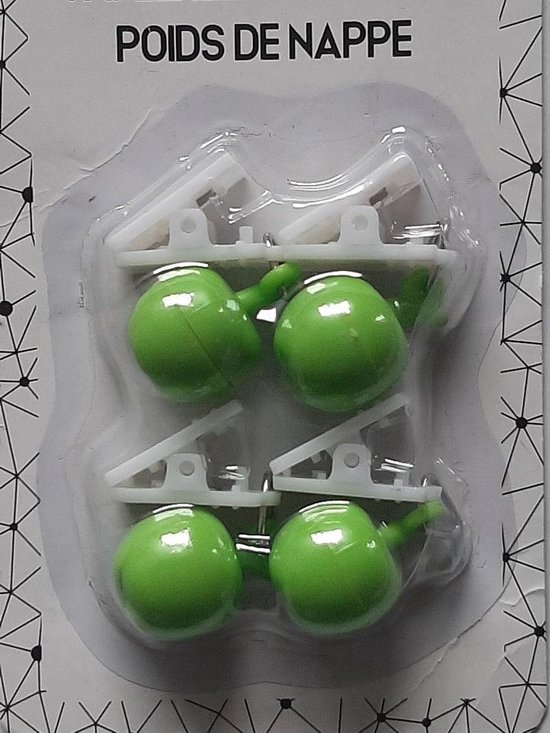 Tafelkleedgewichtjes appels tafelkleed gewichten - appeltjes groen tafelkleed gewichtjes - 4 stuks