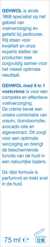 Gehwol 8 in 1 Voetcrème - complete en effectieve voetverzorging voor de meest voorkomende voetproblemen - Voetverzorging - 75ml