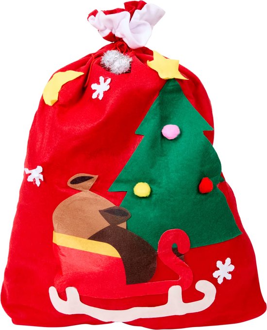 Kerst - Cadeautas - Rode zak - 90x60 - Geschenkzak - Vilt