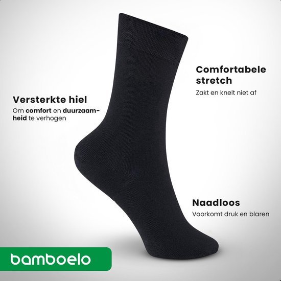 Nestly - Emre Socks - 12 paar Bamboe Sokken - Bamboelo Sock - Maat 40-43 - Zwart - Naadloze Sokken