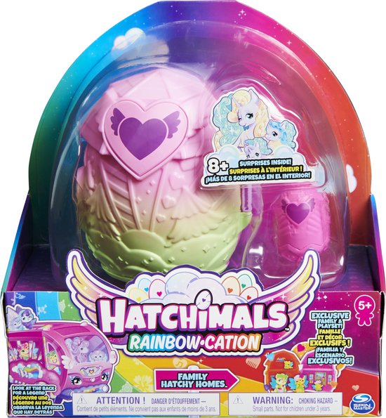 Hatchimals CollEGGtibles Rainbow-cation - Family Hatchy Home-speelset met 3 personages en maximaal 3 verrassingsbaby’s - stijl kan verschillen
