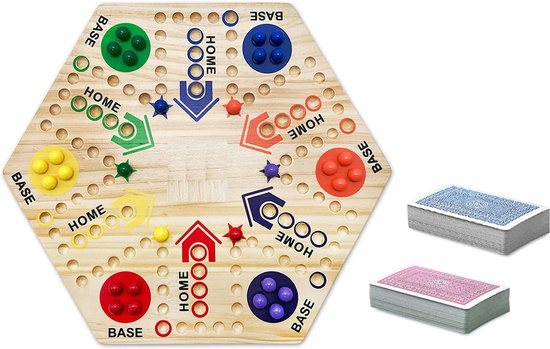 Maxenza Keezbord Keezenspel en Tokkenspel - Houten Bordspel - 4 tot 6 Personen