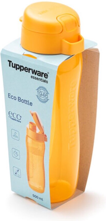 Tupperware Essentials Eco Bottle Herbruikbare Drinkfles met Anti-Drip Klepsluiting - 500 ml