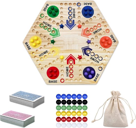 Maxenza Keezbord Keezenspel en Tokkenspel - Houten Bordspel - 4 tot 6 Personen