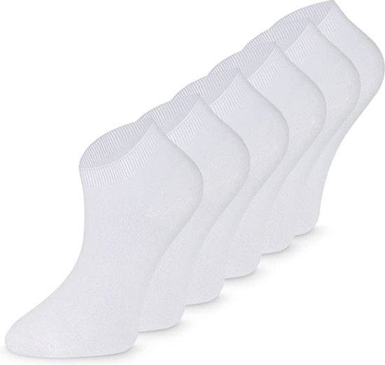 Nestly - Bali Sneakers Socks, Bamboe Sokken, Sneaker Sokken, Dames en Heren, Kort, Antibacterieel, 6 Paar, 39/42, Wit