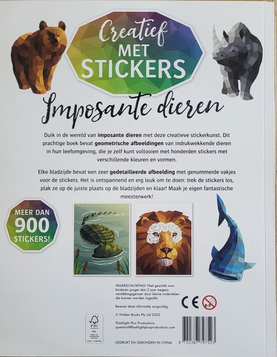 Creatief met stickers - mozaiek met stickers - imposante dieren - meer dan 1000 stickers