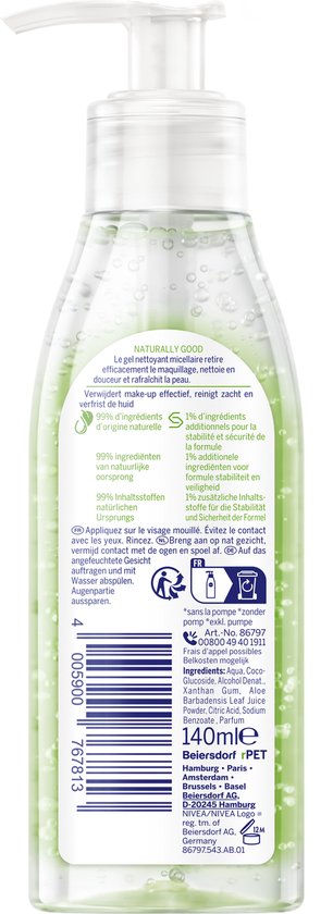 NIVEA Naturally Good Micellair Washgel met biologische aloë vera - 140ml