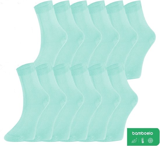 12 paar Bamboe Sokken - Kleurrijke Bamboesokken voor Dames - Bamboe Sokken - Naadloze Sokken - Maat 39/42 - Licht Groen