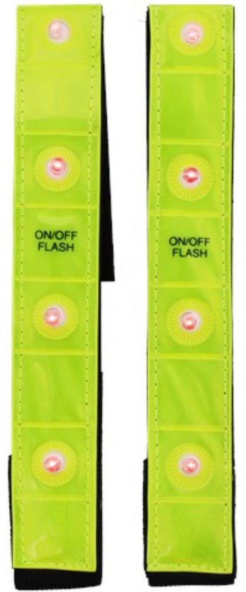 ReflectiveSport | Reflectie armband | Reflecterende armband | Set van 2 | LED verlichting | Fluorgeel