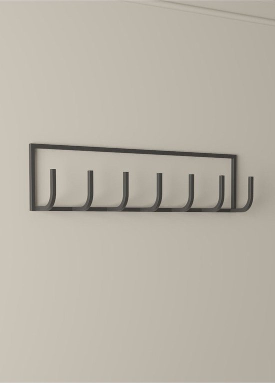 Decoratieve 7 Haken - Wandmontage Kapstok - IJzeren Muurkapstok - Metalen Kapstok - Kledinghanger - Wandgemonteerde hanger - 60 cm - Zwart
