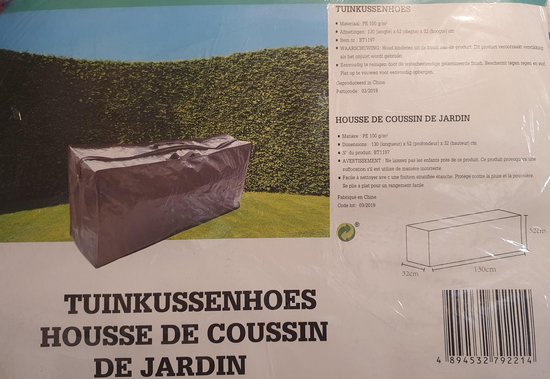 Tuinkussenhoes 130 X 52 x 32 cm - Zwart