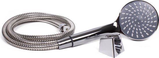 Douchekop chroom met slang 12 cm - douchekoppen - badkameraccessoires